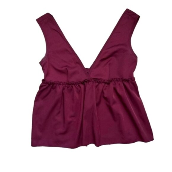 [Shein] Tank Deep V Cut Beautiful Burgundy Size Large NWOT - Picture 1 of 6